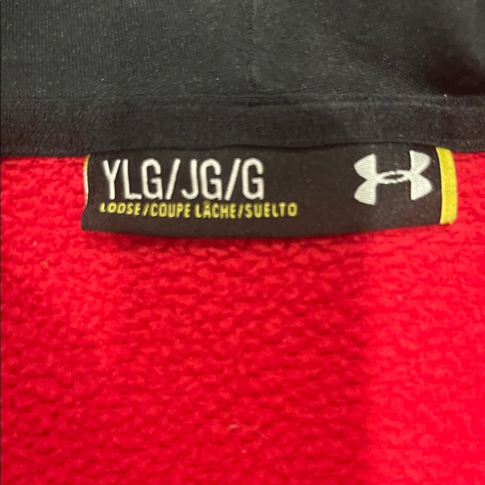 Under Armour Kids Bold Red Zip-Up Hoodie, Sz YLG - Picture 3 of 6